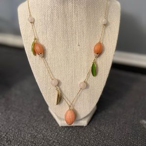 Kate spade ♠️ necklace. Leaf detail w/ pink stones